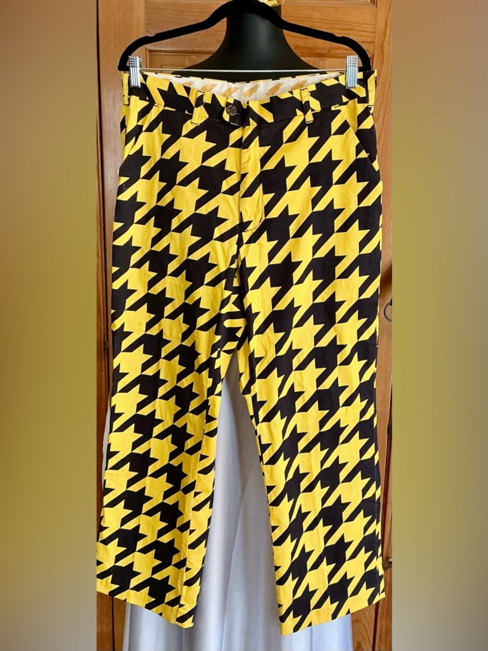 Loudmouth Yellow & Black Houndstooth Chinos